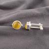Yellow Cat's Eye Gemstone 925 Sterling Silver Handmade Jewelry Cufflinks 0.50" CL-4-23