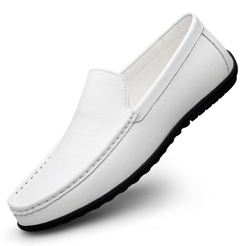White Penny Loafers Shoes For Men Boat Shoes Business Large Size 46 Leather Man Moccasins Mens Driving Casual Shoe Slip On Flats