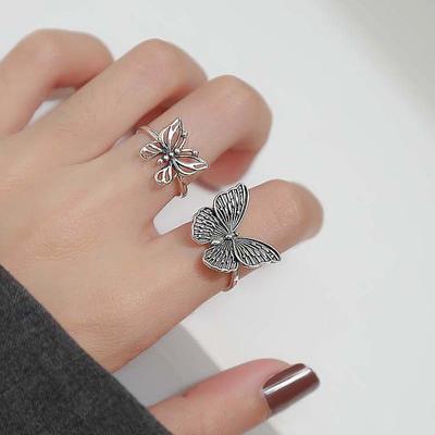 Vintage Butterfly Metal Punk Rings Set for Women Girls Party Jewelry Gifts Fashion Accessories Buckle Female Index Finger Ring