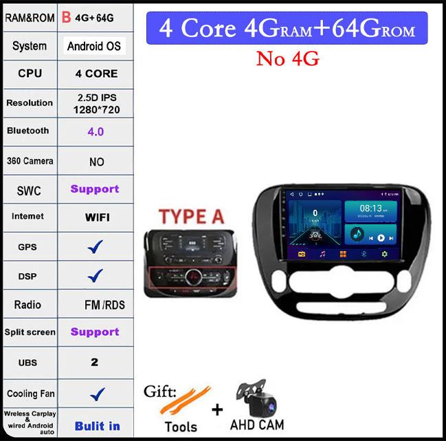 Android 14 For Kia Soul 2 2013-2019 Car Radio Multimedia Player GPS Navigaion DSP Screen