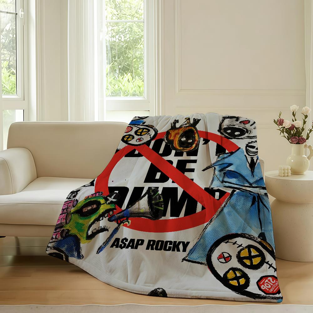 Rapper A-Asap-Rocky Don't Be Dumb Blanket Warm Soft Suitable For Bedroom Sofa Bed Living Room Office Travel Camping Gifts