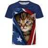 Summer Trendy Animal Cat Round Neck Short Sleeved 3D Digital Printed Men's Short Sleeved T-shirt