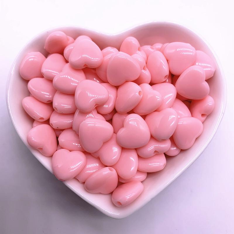 30pcs/lot 12mm 14mm Colourful Heart Shape Acrylic Loose Spacer Beads for Jewelry Making DIY Accessories
