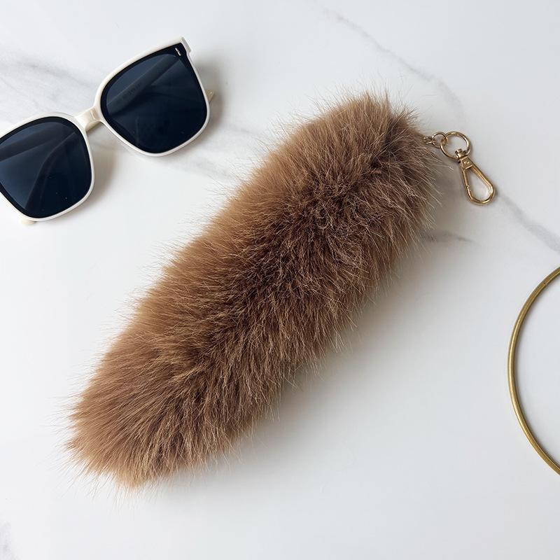25cm Faux Fox Fur Tail Pendant Keychain for Bags & Accessories