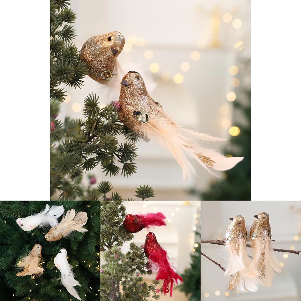 Christmas Tree Ornament Set With Foam Birds For Holiday Decorations And Seasonal Display