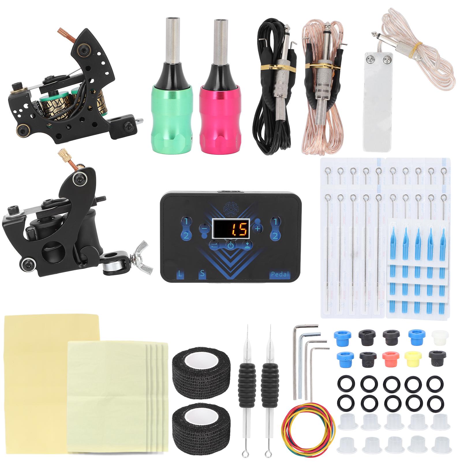 

Комплект для тату-машинки Shader Liner Tattoo Coil Machine Tattoo Power Supply Complete Tattoo Tools US Plug