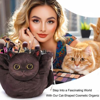 Katzen Reise Make-up Tasche Kordelzug Kosmetik Organizer Katzendesign Flach liegend Große Kapazität Kosmetiktasche Geschenk für Katzenliebhaber