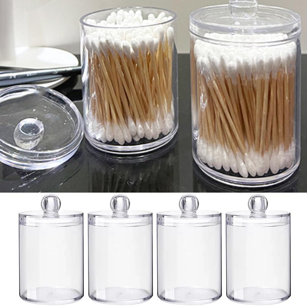 1pc Clear Plastic Cotton Swab Holder Dispenser For Bathroom And Vanity Organization - Keep Your Cotton Swabs Clean