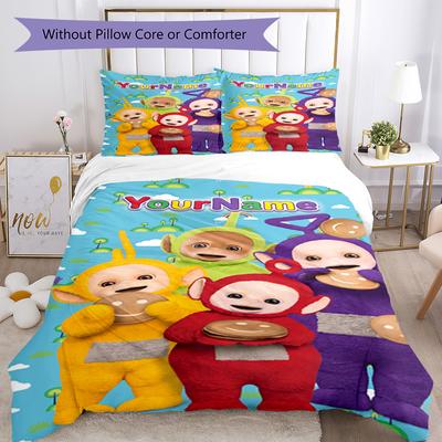 Teletubbies Customize Your Name Bedding Set Breathable Duvet Cover with Pillowcases Home Decoration Birthday Gift