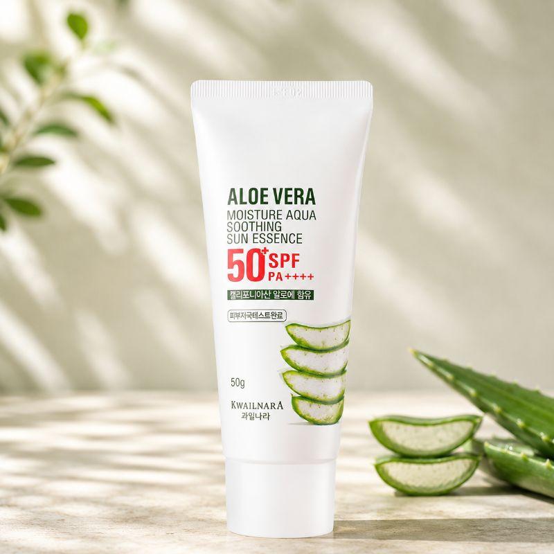 

Welcos Fruitland Aloe Vera Moisture Aqua Soothing Sun Essence SPF50+ PA++++ 50g Hydrating Korean Sunscreen