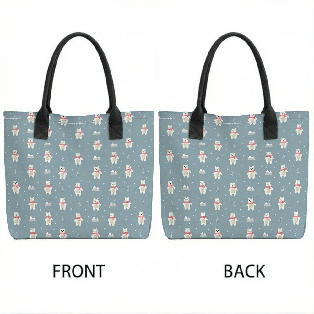 Cute Bear Pattern Tote Bag Fashion Large Capacity Casual Handbag for Daily Use