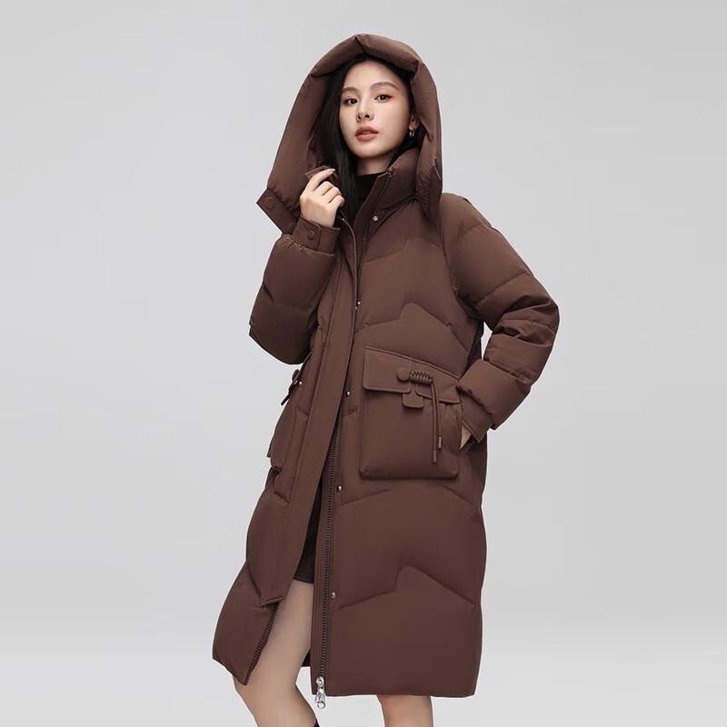 Xuezhongfei Women's Mid-Length Hooded Down Jacket X40142630F