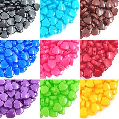 Exquisit DIY-Perlen, handgefertigte Lieferungen, Schmuckzubehör für die Schmuckherstellung, handgefertigte, mehrfarbige, flache Herzperlen aus Acryl, 50 Stück, manuelles Zubehör