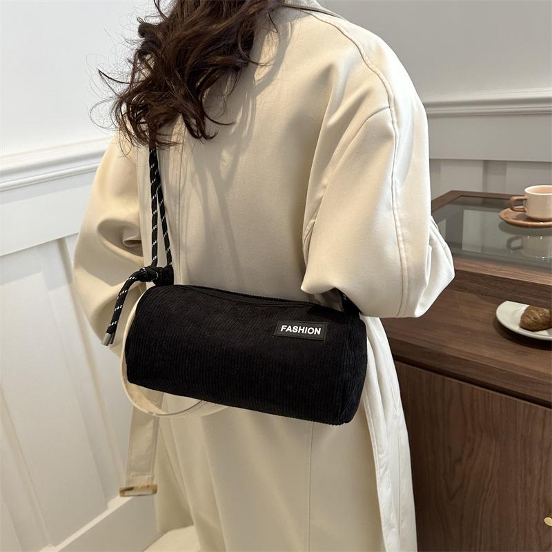 Cotton Pillow Crossbody Bag for Women Solid Color Shoulder Handbag