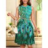 Womens Casual Sleeveless Round Neck Midi Dress With 3D Print Breathable Comfort Fit Elegant Office Style