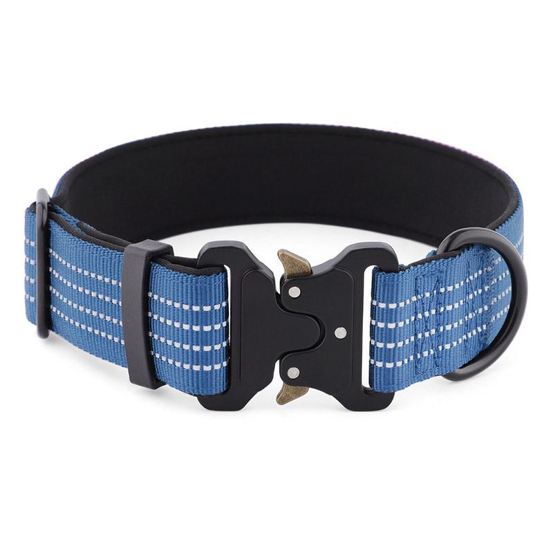 Heavy Duty Tactical Dog Collar with Quick Release Buckle Adjustable Reflective Pet Collar for Medium Large Dogs Outdoor Training
