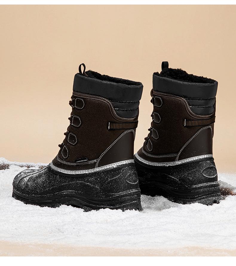 Hapi Bear Men's Mid-Calf British Style Snow Boots - Cold-Resistant Winter Cotton Boots