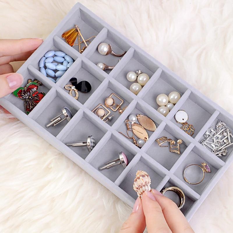 Moda Przenośny Aksamitna Biżuteria Pierścionek Wyświetlacz Biżuterii Organizator Box Tacy Uchwyt Kolczyk Biżuteria Storage Case Showcase