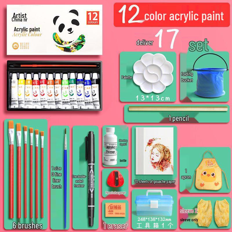 24-Color Durable Waterproof Acrylic Paint Set for Wall Art & Kids' Crafts