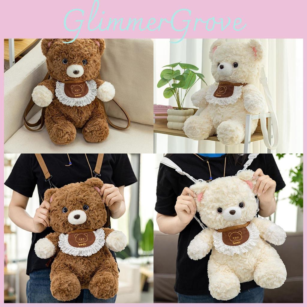 Scarf Cute Lace Teddy Bear Plush Toy Backpack With Detachable Strap Shoulder