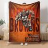 Name Custom Cleveland Browns Print Flannel Blanket High Quality Warm Comfortable Cover for All Seasons Perfect for Gifts Home Decor
