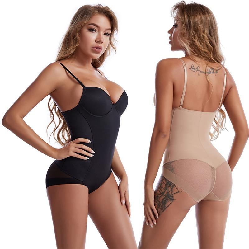 Plus Size Adjustable Shaping Bodysuit Tummy Control Waist Trainer Body Shaper Bra