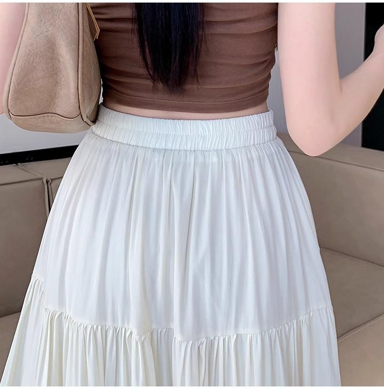 Women's White A-Line Cake Skirt - 2024 Summer High Waist Slim Fit for Pear-Shaped Figures
