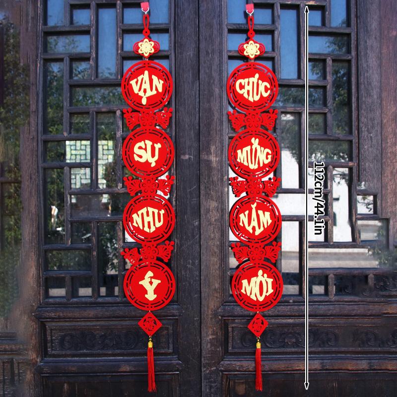 Lunar New Year Decoration Spring Festival Tassel Pendant Door Hanging Red Couplets Vietnam Characters Wall Decor Van Su Nhu Y