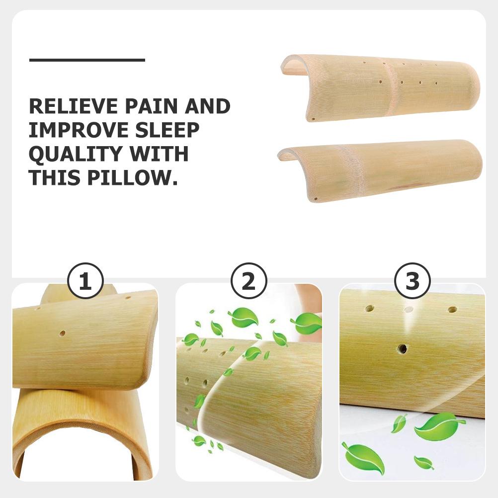 2pcs Bamboo Neck Pillows 5cm Height Ergonomic Design for Neck Waist Support U shaped Lumbar Pillow Sleeping Aid Travel Camping