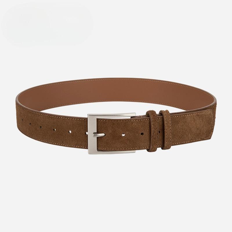 High-end Suede Maillard Wear Wide Belt Women's Niche Decorative Dress Belt Korean Style Genuine Leather Belt