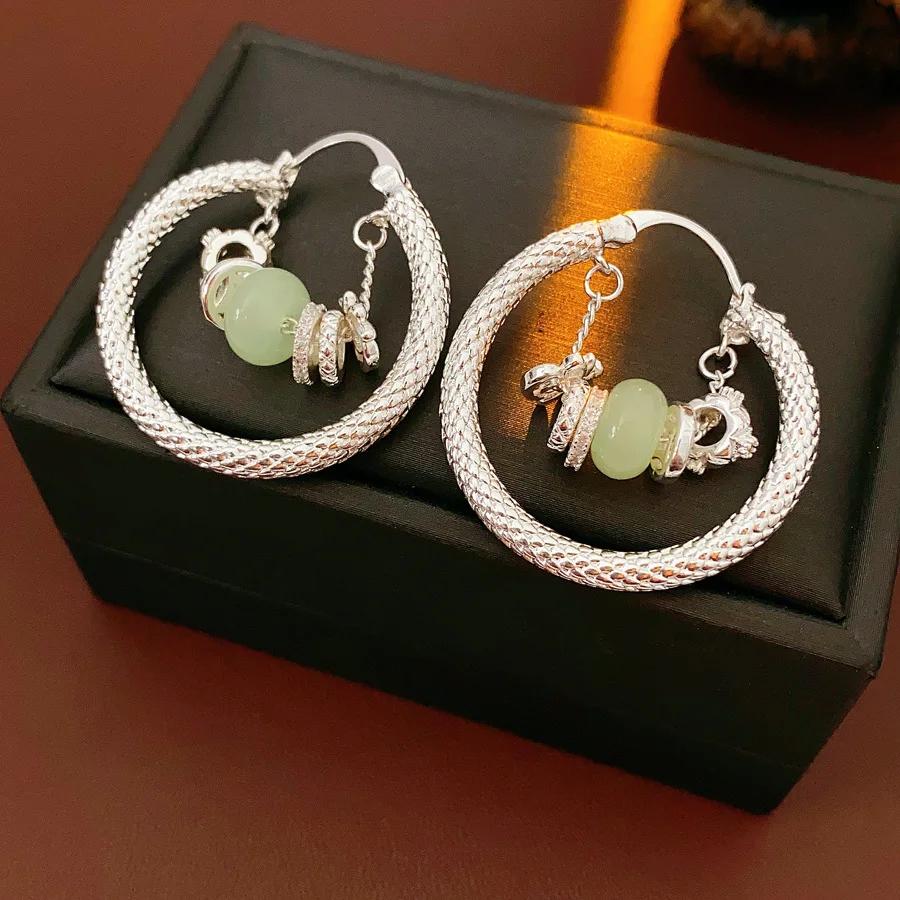 New Style Zircon Chalcedony Snake Pattern Hoop Earrings for Women 2025 Korean Fashion Ear Buckle Luxury Designer Zircon Gifts