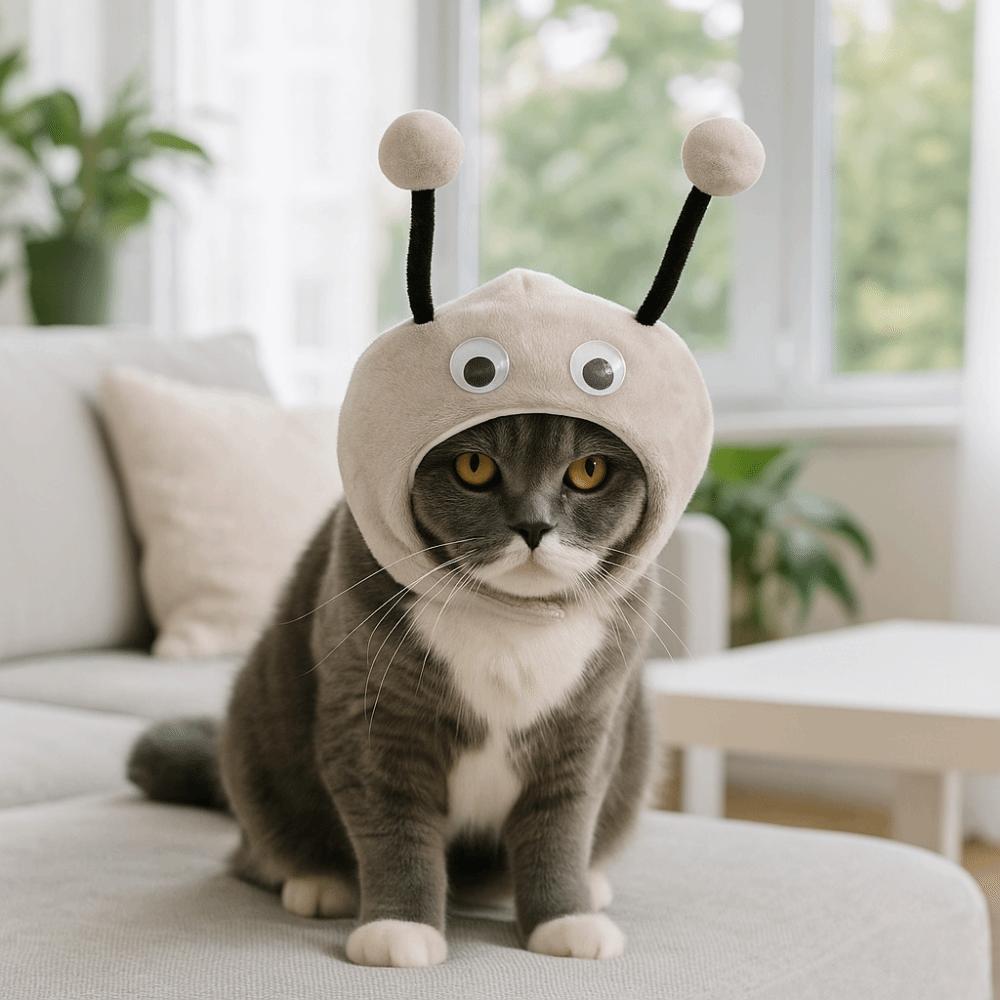 Funny Warm Cat Bee Headdress Adjustable Cartoon Pet Cosplay Hat with Active Eyes Dog Head Cover Winter