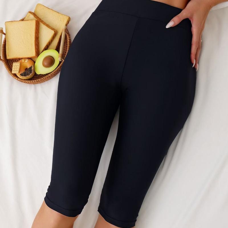 Solid Color High Waist Tight Slimming Breathable Quick Dry Women Sports Cropped Pants