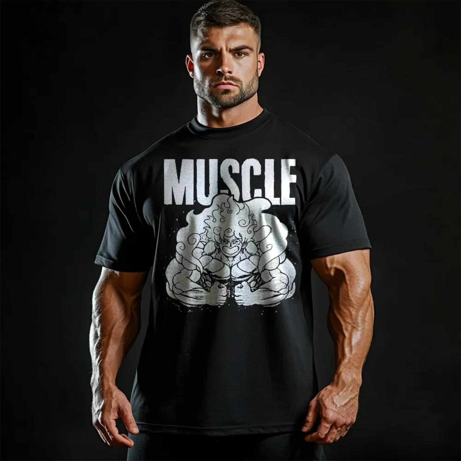 Muscle Man Black Cotton TShirt Athletic Streetwear Fitness Gym S чёрный