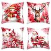 Christmas Home Decoration Pillow Cover Santa Claus Snowman Fawn Print Sofa Cushion Suite Room Decoration Friend Gift