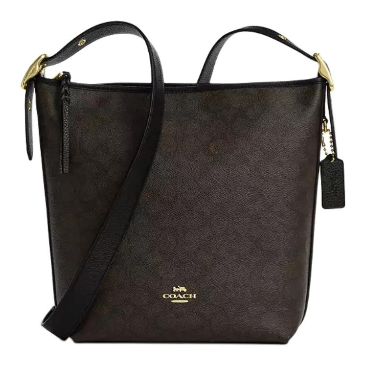 

Coach Val 23 Adjustable Shoulder Strap Coated Canvas Pebble Leather Crossbody Bag Medium Women bags Walnut Black CAB12-IMXAQ Basic Set (Bag+Dust Bag)