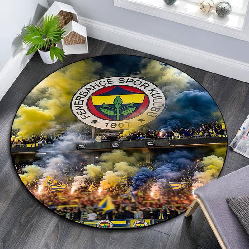 Fenerbahce Players Pattern Round rug,Carpet Rug for Living Room Bedroom Playroom ,Non-slip Floor Mat,Holiday Gifts and Birthday Gifts.