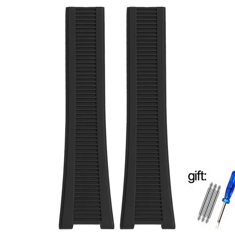 Gummi Konkaves Uhrenarmband für Patek Nautilus Philippe PP 5711 5712 Schwarz Blau Grau Braun Silikon Uhrenarmband 25mm*13mm