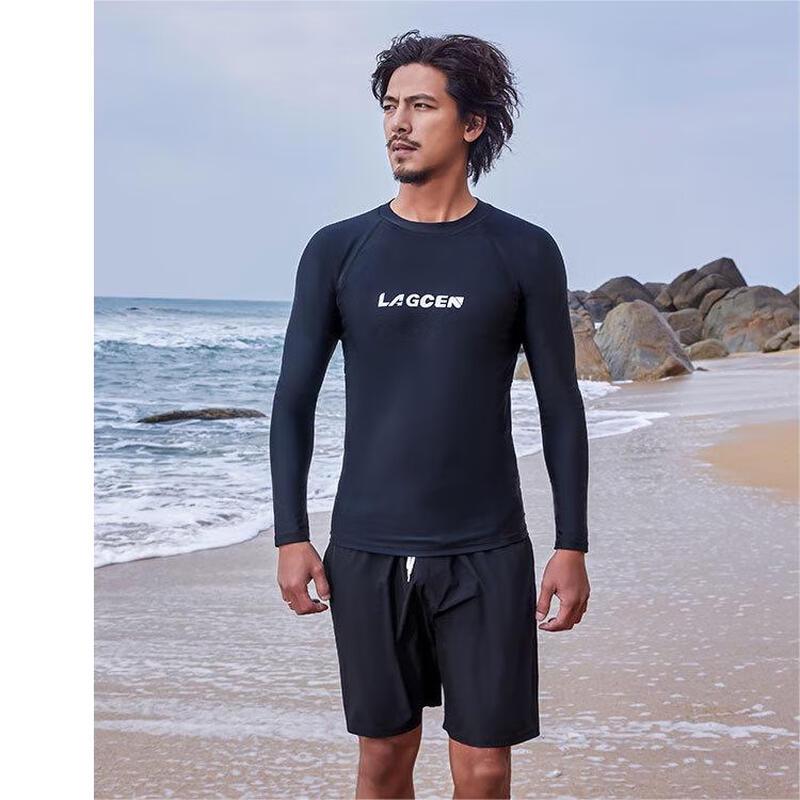 Men s Long Sleeve Rash Guard Swimsuit Set L