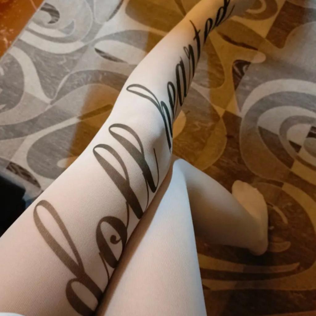 Streetwear Velvet Tights With English Print For Youths And Street Style Fashion