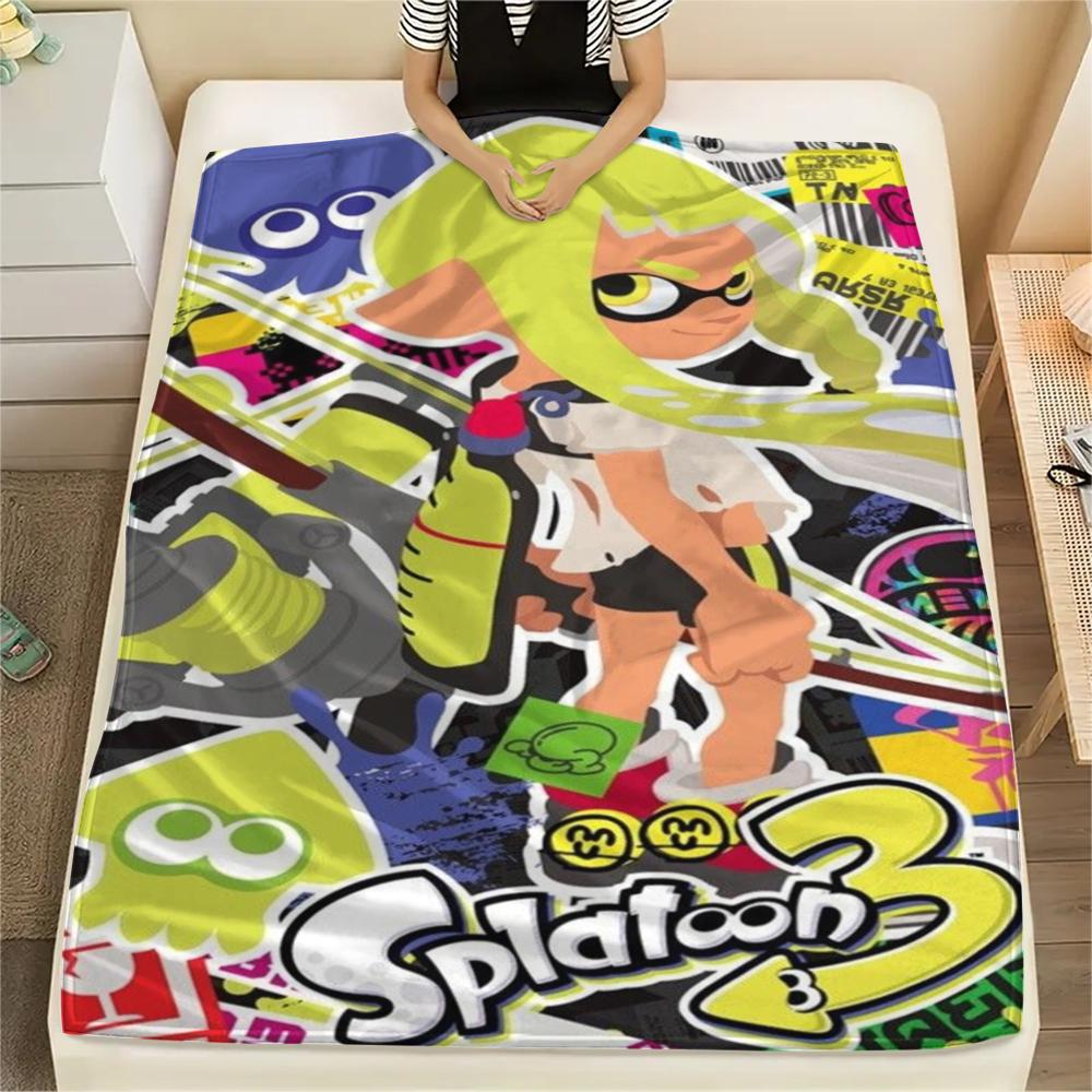 1PC Splatoon game Print Flannel Blanket, High quality Comfortable for All Seasons, Home Decor, Warmth and Comfort, Perfect for Christmas Gifts175