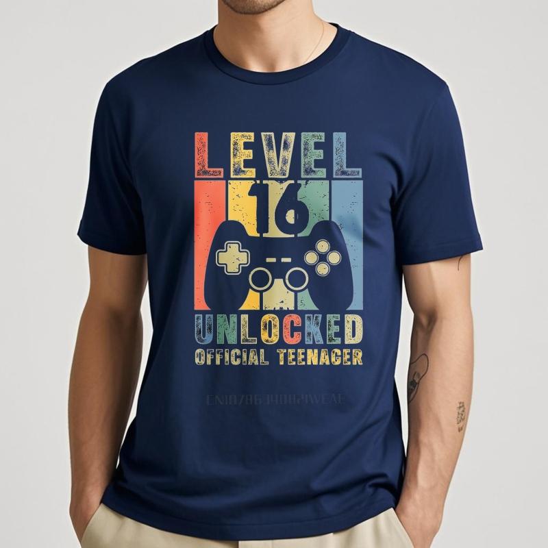 Men Brand T-shirt Oversized Summer Teenagers T-shirt Level 16 Unlocked Official Teenager Short Sleeve Soft O Neck Tee-shirt