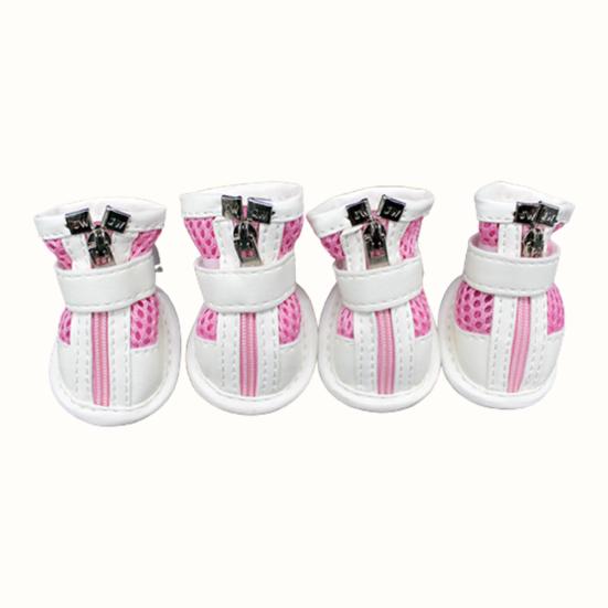 

Кроссовки на молнии с сеткой Pet Puppy Teddy, дышащая обувь с волшебной лентой для кошек и собак 1 розовый