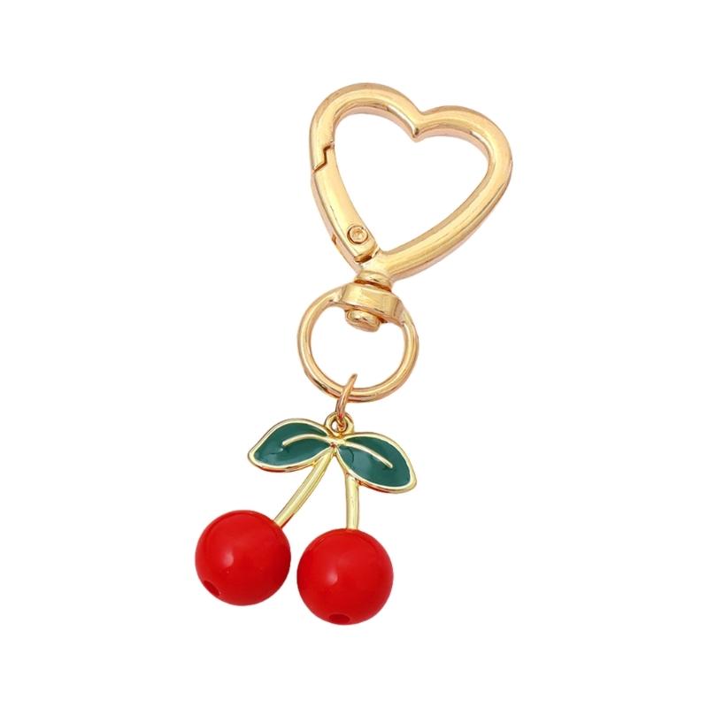 

Artistic Metal Cherry Keychain With 3D Detailing Cute Cherry Keychain Charm For Purse Backpack Or Keychain