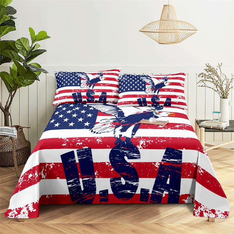 Colorful Young Style Bedding Sheet Fashion Print Polyester Queen King Bed Flat Sheet with Pillowcase Print Bedding Set Bed Sheet