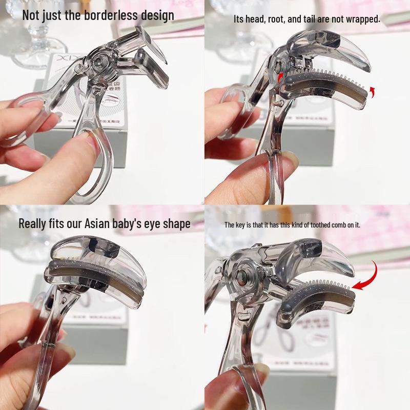 Frameless Wide-Angle Eyelash Curler with Comb, Long-Lasting Curl for Beginners