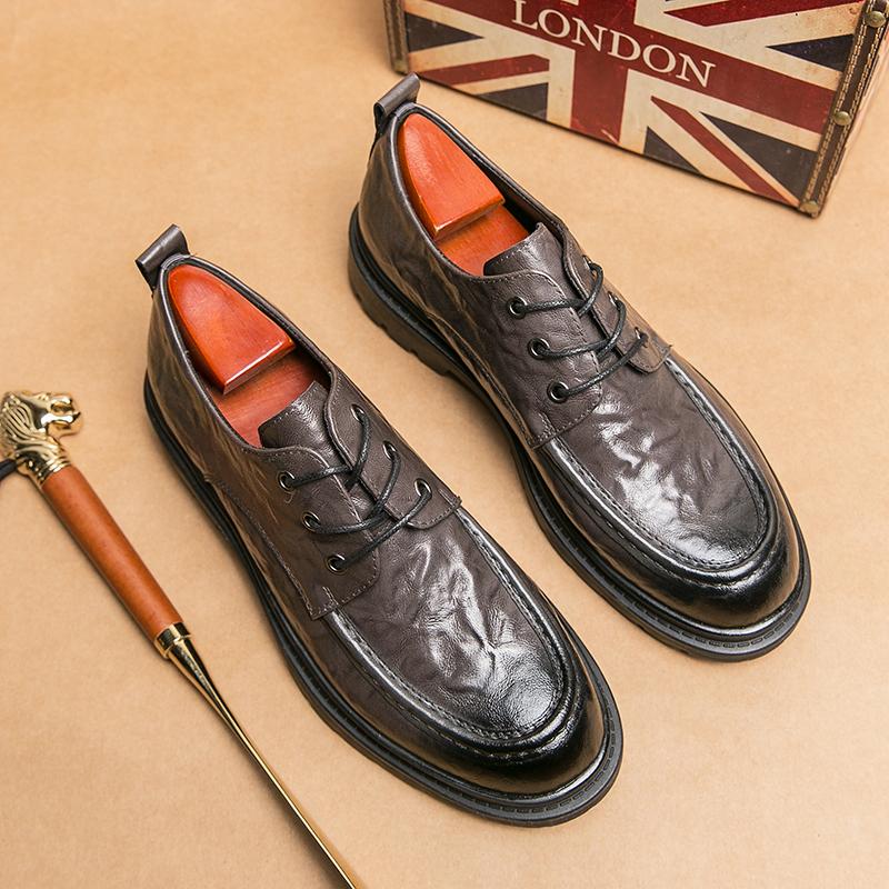 Pantofi Casual Dermis Versiune Coreeană pentru Bărbați, Confortabili pentru Condus, Pantofi Formale de Birou, Marcă de Modă, Pantofi Confortabili din Piele, Pantofi de Nuntă