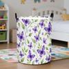 1pc Foldable Laundry Basket with Handle - Purple Butterfly & Leaf Design Collapsible Clothes Hamper, Portable Suitable For, Room, Dorm, Travel, Space-