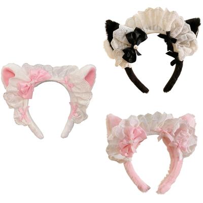 Orecchie da Gatto Morbide e Carine Fiocco Accessorio per Capelli Fasce Comode per Uso Quotidiano Cosplay Anime Moda Fascia per Capelli