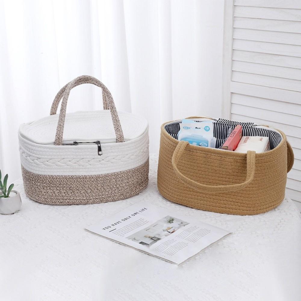 Cotton Thread Rope Diaper Storage Basket Large Capacity Baby Diaper Bag Home Living Room